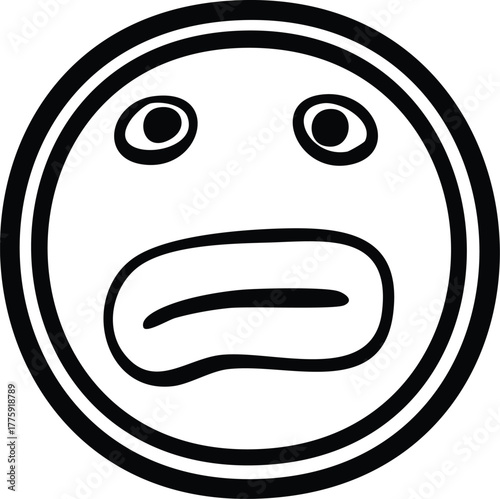 Distressed Emoji in Circular Frame Expressing Disappointment and Shock