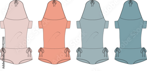 Swimsuit Design Variations A Set of Four Color Options for Summer Fashion and Beachwear