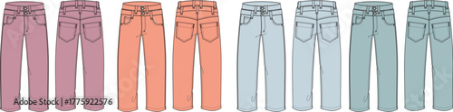 Colorful Jeans Vector Set Fashionable Denim Designs for Designers and Apparel Brands