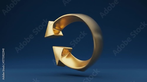 3D golden circular arrow, signifying repetition, refresh, or continuous movement