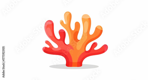 Vibrant marine coral illustration featuring dynamic red and orange hues, perfect for underwater themed designs and educational graphics