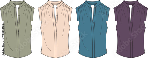 Fashionable sleeveless tops in various colors, showcasing elegant design and versatility for women's wardrobes