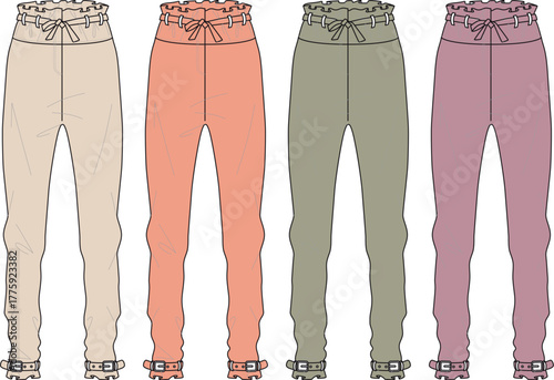 Fashionable High-Waisted Pants A Colorful Vector Illustration