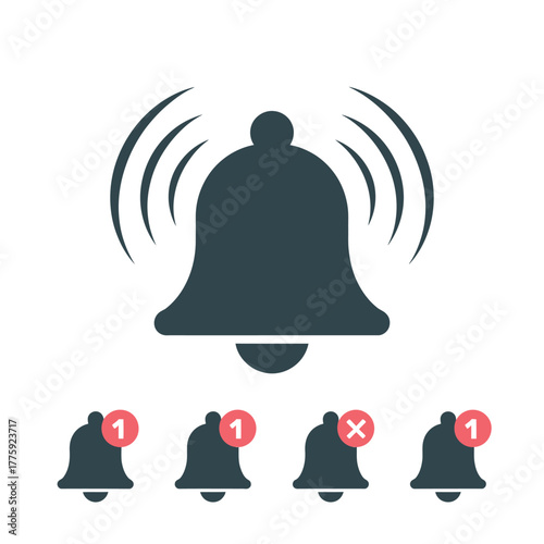 Notification bell icons with alert badges for alerts and messages