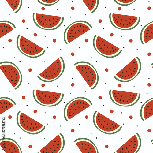 fruity watermelon seamless pattern Tropical fruit summer background