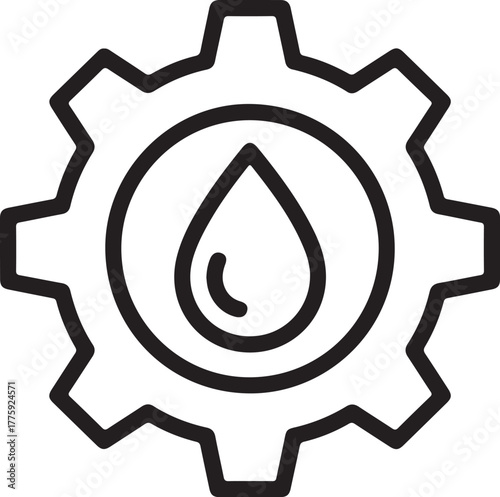 Gear with water drop icon for industry and technology