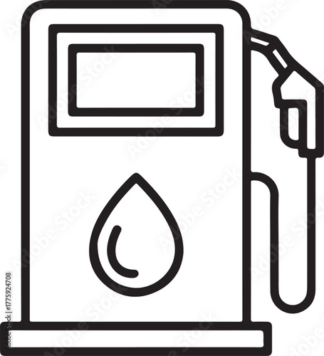 Gas pump icon with fuel drop and screen