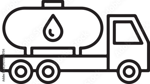 Water tanker truck icon line art illustration