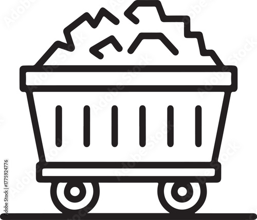 Coal mine cart filled with rock and minerals