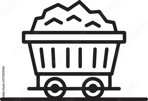 Coal mining cart filled with rock and minerals