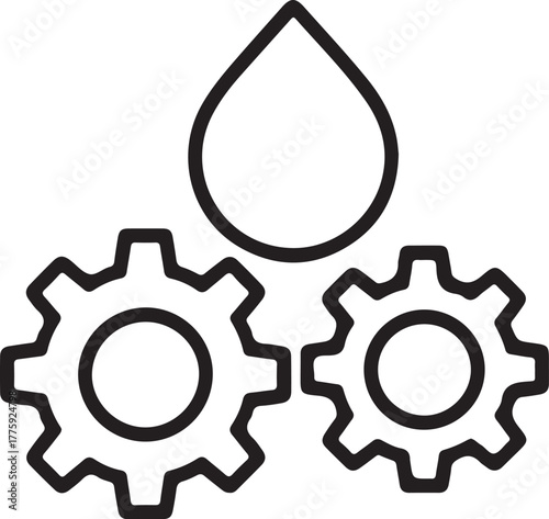 Water drop and gears icon for industry