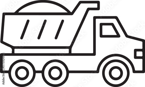 Simple line art illustration of a dump truck