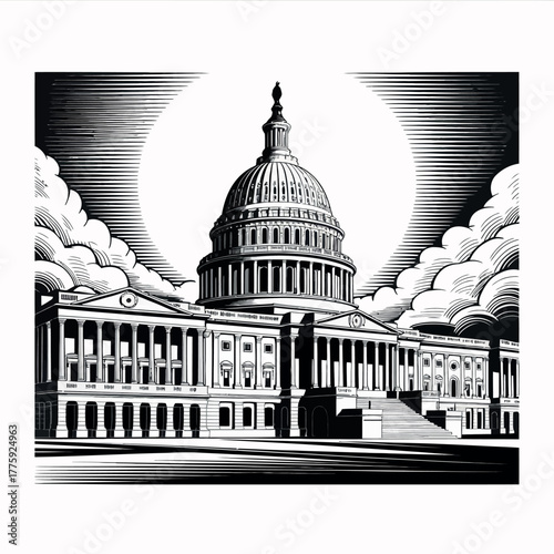 United states capitol building in washington dc with dramatic clouds