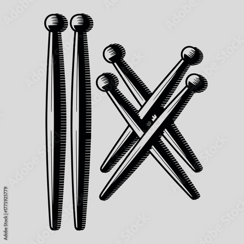 Vintage wooden clothes pins and jacks game pieces