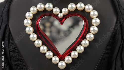 Lustrous Pearl Necklace Arranged in a Circular Pattern to Form the Shape of a