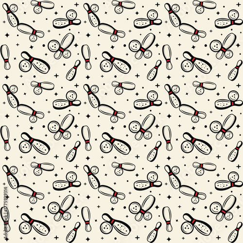 Seamless Bowling pattern vector on bright background