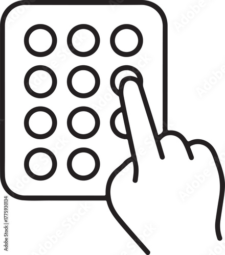 Finger pressing button on a keypad for access