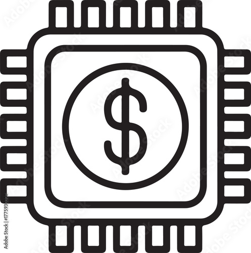 Microchip with dollar sign symbol