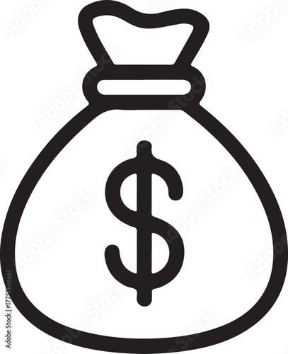 Simple line art money bag with dollar sign