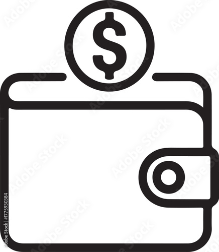 Wallet with dollar coin icon