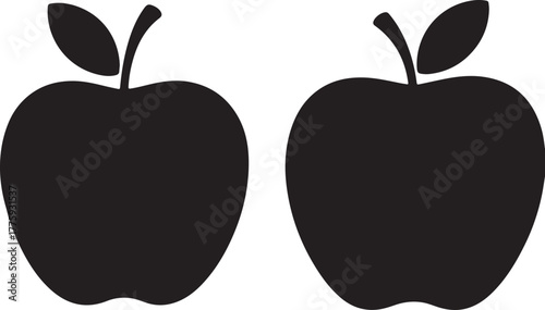 Minimalist Apple Silhouette  Simple Black and White Fruit Vector Illustration