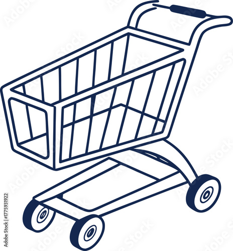 silhouette of a shopping cart with wheels isolated on a transparent background for e commerce and retail design isolated on transparent background