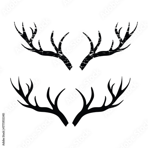 Deer antlers horns  silhouette vector 