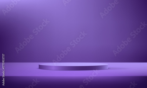 Purple background vector 3d with podium space for selling products on the website. Display of cosmetic products. Stage or podium. Product display background. Vector illustration.