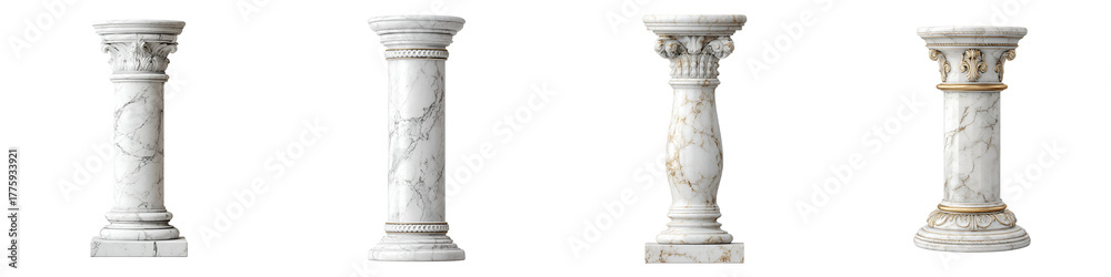 Naklejka premium Marble Columns Collection on White Background