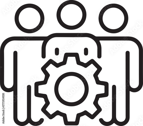 Teamwork and collaboration with gears icon