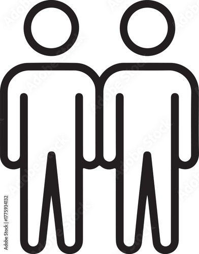 Two people standing together icon simple outline
