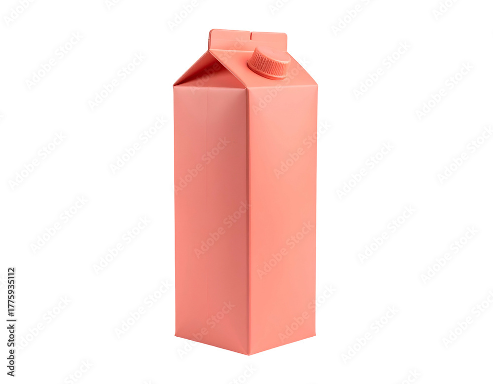 Fototapeta premium A tall, vertical, light-red carton of liquid with a spout, set against a black background