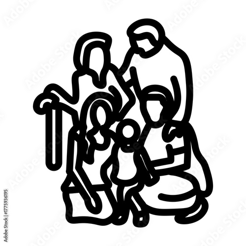 Generational Unity Vector Line Icon Design