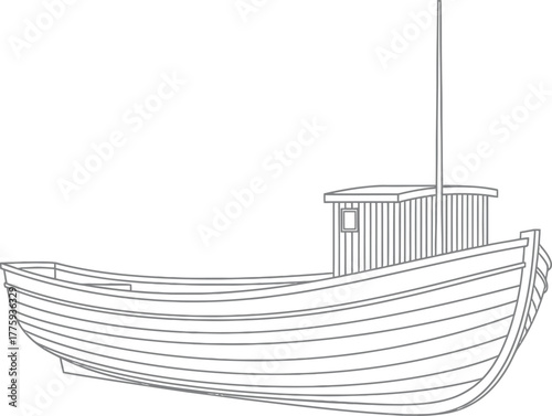 fishing boat on white background