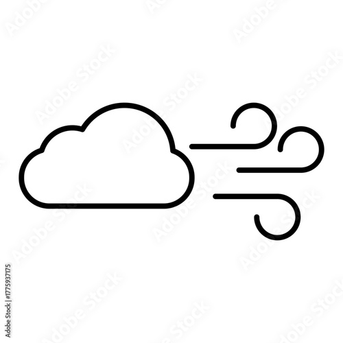 cloud and wind line icon with editable stroke