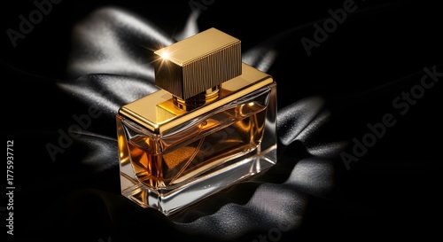 perfume bottle on black background