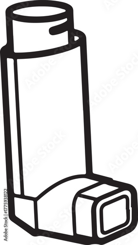 Simple line drawing of an asthma inhaler