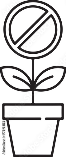 Potted plant with prohibition symbol on top