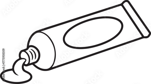 Line art illustration of a squeezed tube of cream