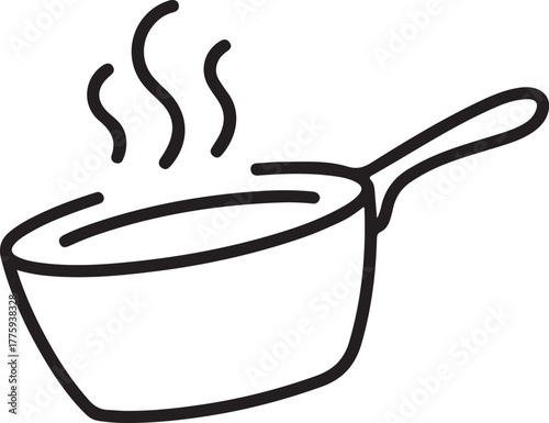 Simple line drawing of a pot with steam