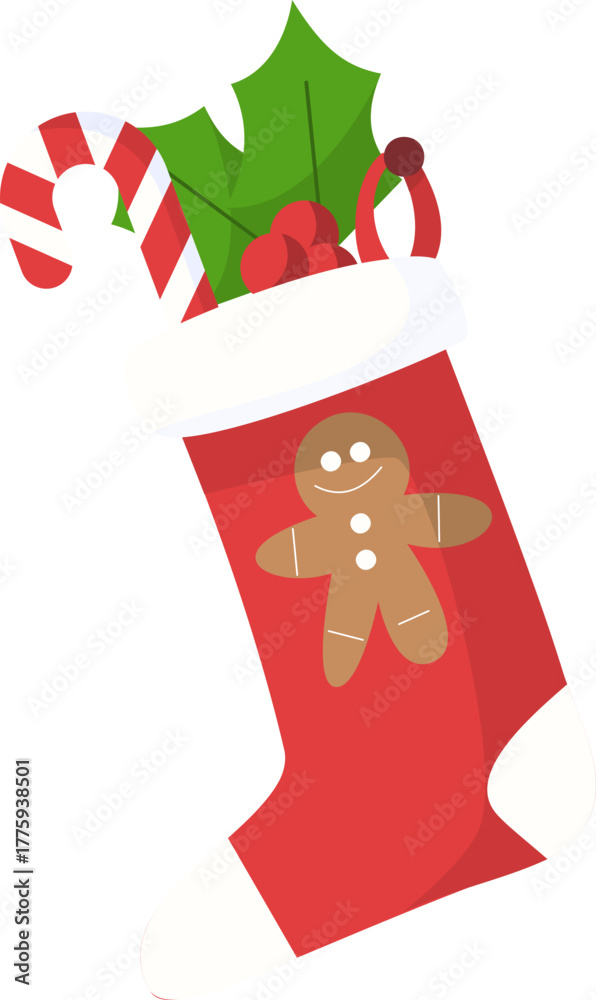 Fototapeta premium Illustration of Stocking Stuffer with Candy Cane