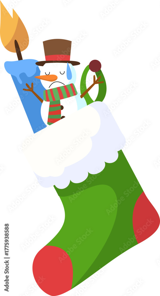 Fototapeta premium Snowman in Christmas Stocking