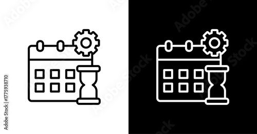 Time Management  White Icon Set Design