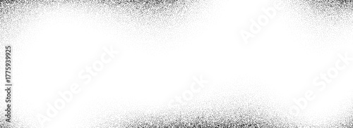 Noise grain background texture. Black sand speckle effect overlay. Fading dotted gradient backdrop. Stippled grainy halftone wallpaper. Gritty grunge distressed texure. Vector dusty rough dirty cover