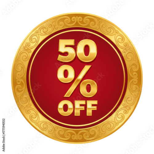 3d gold badge prometion tag bold discount design gleam