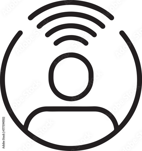Person with wi fi signal icon for communication