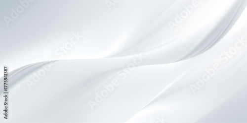 Smooth white silk and satin fabric texture with elegant, light-filled wave and curve pattern for a luxurious backdrop design
