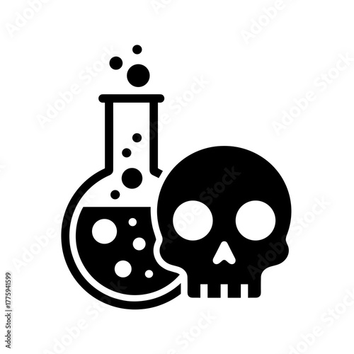 Skull and potion vector graphic for halloween or science themed designs and projects available now online here icon
