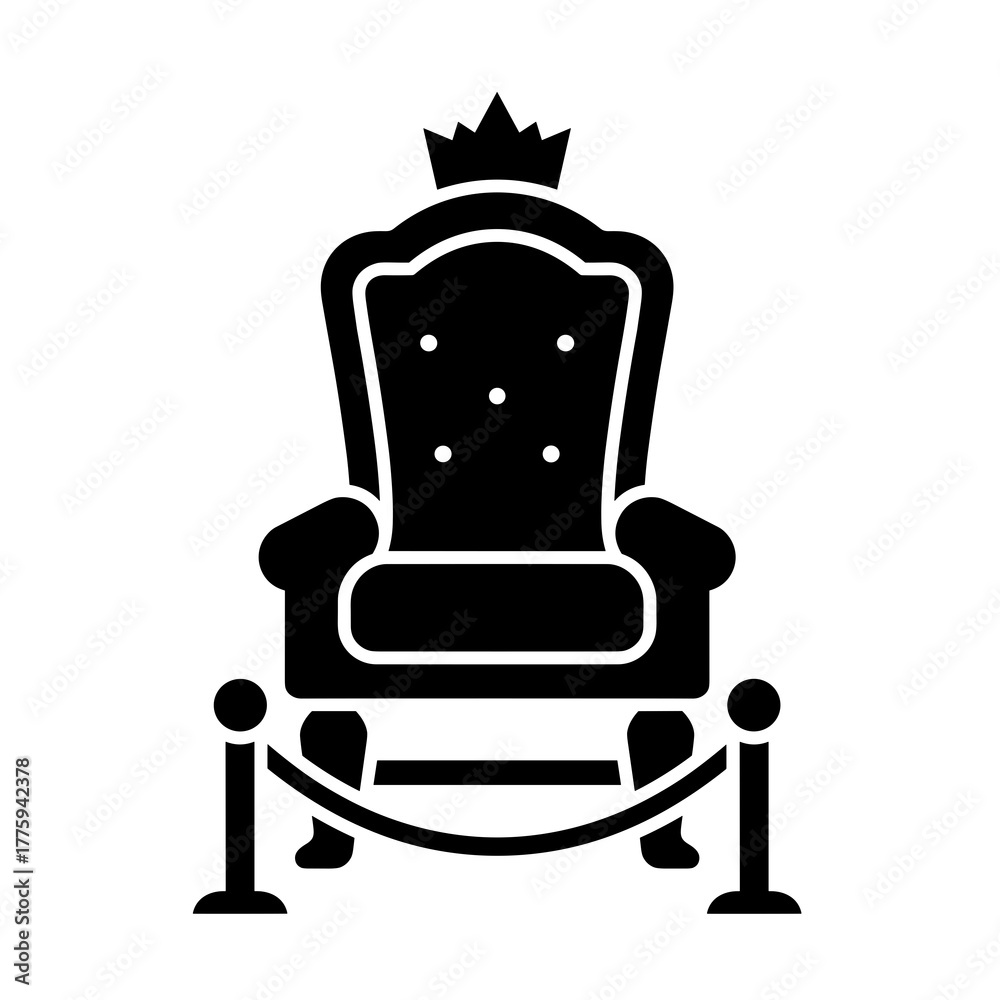Fototapeta premium Royal throne king queen chair monarchy coronation medieval power symbol authority leadership vector icon