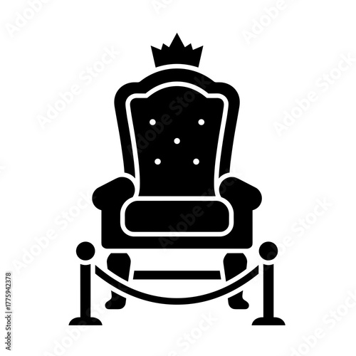 Royal throne king queen chair monarchy coronation medieval power symbol authority leadership vector icon